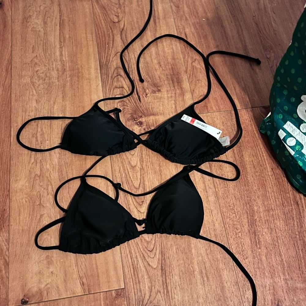 Set of 2 Women's Black Bikini Tops Size Small